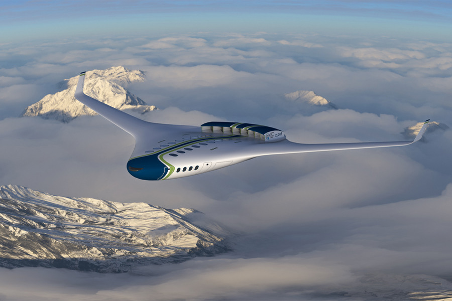 An artist's rendering of a 100-passenger hybrid-electric aircraft that uses hydrogen as fuel. (Jonathan C. Gladin, Georgia Tech) An artist’s rendering of a 100-passenger hybrid-electric aircraft that uses hydrogen as fuel. (Jonathan C. Gladin, Georgia Tech)